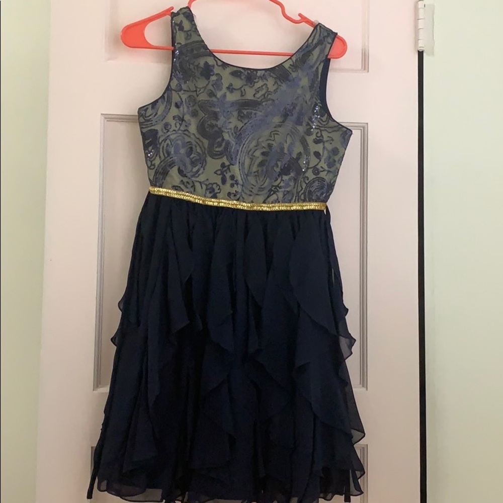Navy‎ blue and gold girls dress